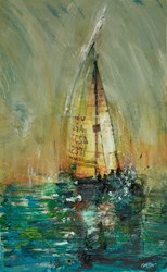 At the End of the Day by Gill Storr - Original Painting on Stretched Canvas sized 24x38 inches. Available from Whitewall Galleries